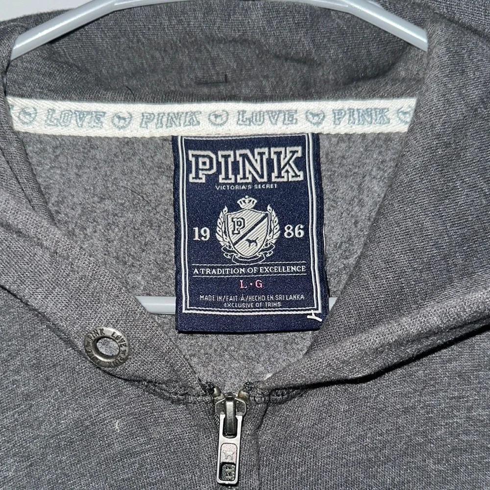 PINK Victoria's Secret Gray and Pink Zip-Up Hoodie